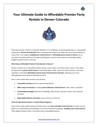Your Ultimate Guide to Affordable Premier Party Rentals in Denver Colorado