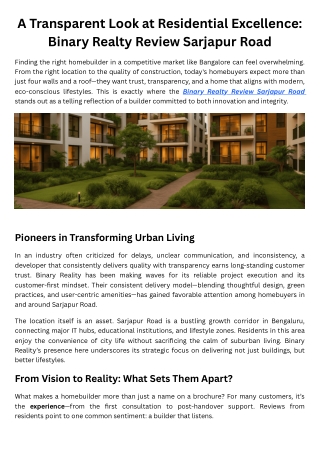 Binary Realty Review Sarjapur Road