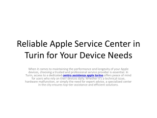 Reliable Apple Service Center in Turin for Your Device Needs