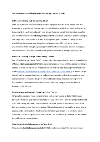 The Ultimate Bake-Off Begins Here- Top Baking Courses in Delhi