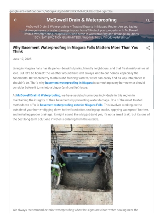 Why Basement Waterproofing in Niagara Falls Matters More Than You Think