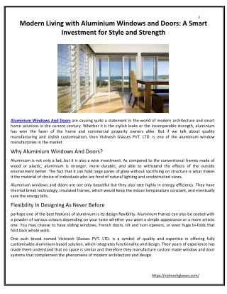 Modern Living with AluminiumWindows andDoors: ASmartInvestment for Style