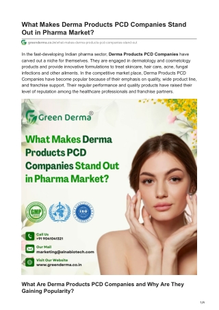 What Makes Derma Products PCD Companies Stand Out in Pharma Market?