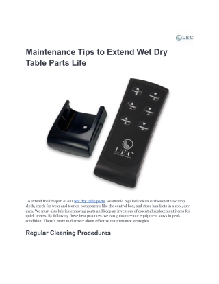 Maintenance Tips to Extend Wet Dry Table Parts Life