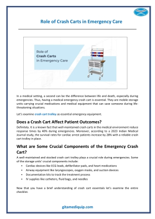 Role of Crash Carts in Emergency Care