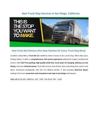 Best truck stop services in San Diego
