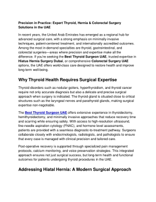 Precision in Practice: Expert Thyroid, Hernia & Colorectal Surgery Solutions in
