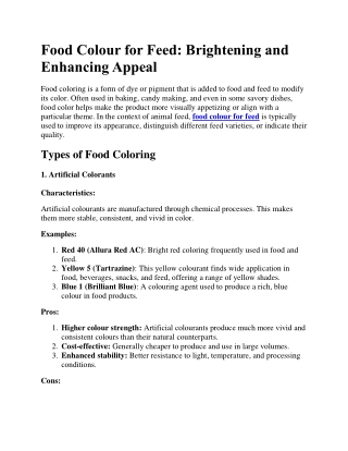 Food Colour for Feed Brightening and Enhancing Appeal