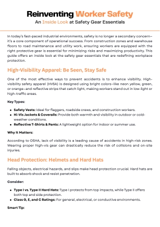 Reinventing Worker Safety: An Inside Look at Safety Gear Essentials
