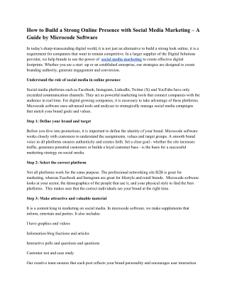 How to Build a Strong Online Presence with Social Media Marketing – A Guide by Microcode Software