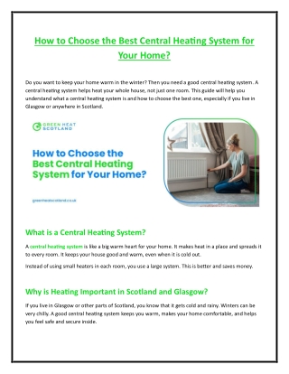 How to Choose the Best Central Heating System for Your Home?