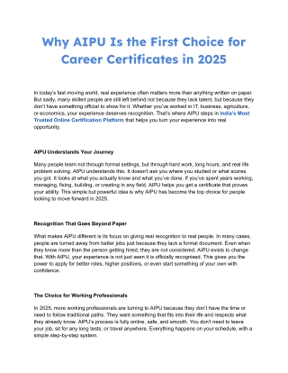 Why AIPU Is the First Choice for Career Certificates in 2025