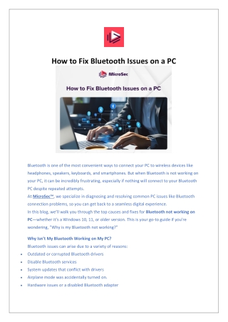 How to Fix Bluetooth Issues on a PC