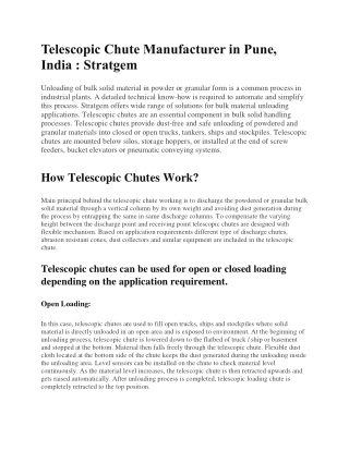 Telescopic Chute Manufacturer and Supplier In India