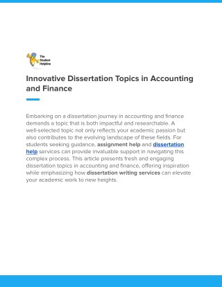 Innovative Dissertation Topics in Accounting and Finance