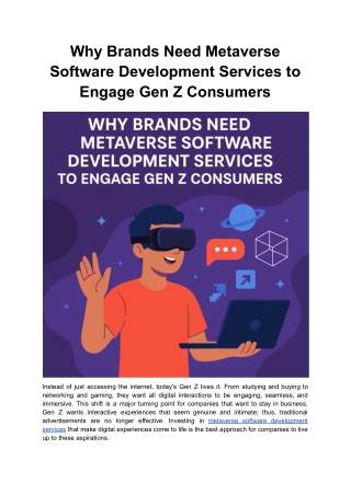 Why Brands Need Metaverse Software Development Services to Engage Gen Z Consumers