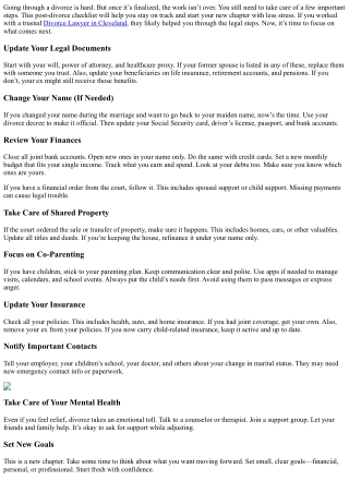 Post-Divorce Checklist: What to Do Once Your Divorce is Final