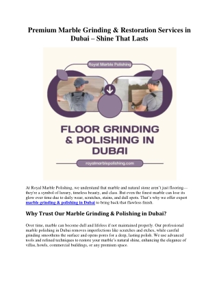 Premium Marble Grinding & Restoration Services in Dubai