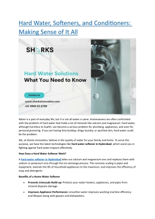 Hard Water, Softeners, and Conditioners: Making Sense of It All