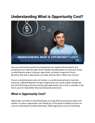 Understanding What is Opportunity Cost