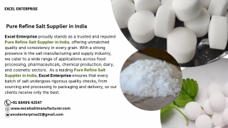 Pure Refine Salt Supplier in India