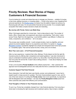 Fincity Reviews_ Real Stories of Happy Customers & Financial Success