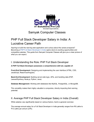php full stack developer salary in india(slideserve)