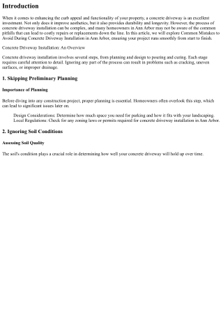 Common Mistakes to Avoid During Concrete Driveway Installation in Ann Arbor