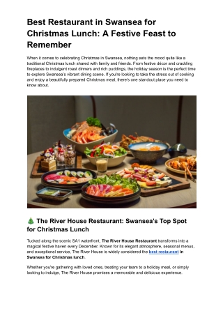 Best Restaurant In Swansea For Christmas Lunch