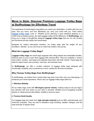 Move in Style_ Discover Premium Luggage Trolley Bags at Stuffmybags for Effortless Travel