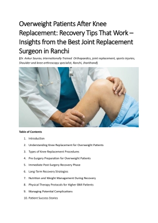 Overweight Patients After Knee Replacement