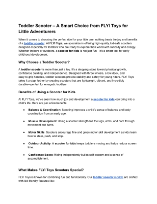 Best Toddler Scooter for kids - Flyi Toys