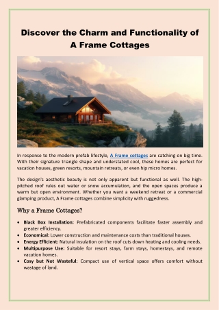 Discover the Charm and Functionality of A Frame Cottages