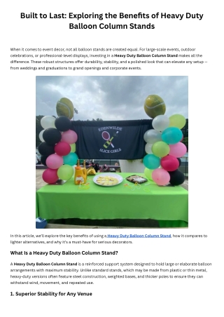 Built to Last Exploring the Benefits of Heavy Duty Balloon Column Stands