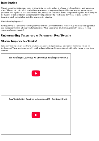 Learning about Temporary vs Permanent Roof Repairs