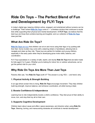 Best Ride On Toys – flyi toys