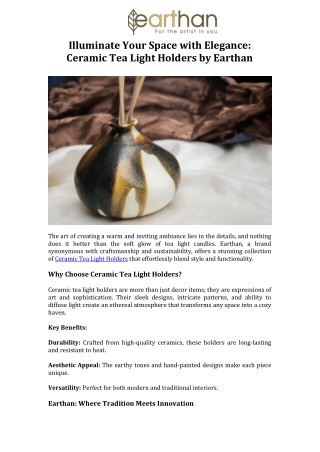 Illuminate Your Space with Elegance Ceramic Tea Light Holders by Earthan