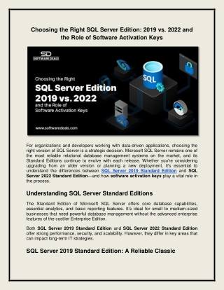 Choosing the Right SQL Server Edition