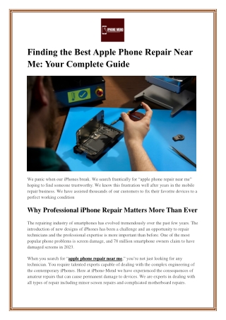 Finding the Best Apple Phone Repair Near  Me: Your Complete Guide