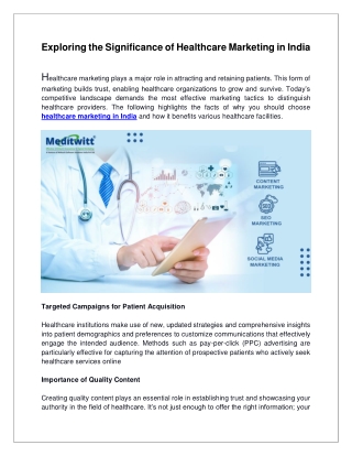 Exploring the Significance of Healthcare Marketing in India