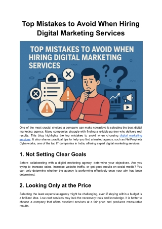 Top Mistakes to Avoid When Hiring Digital Marketing Services