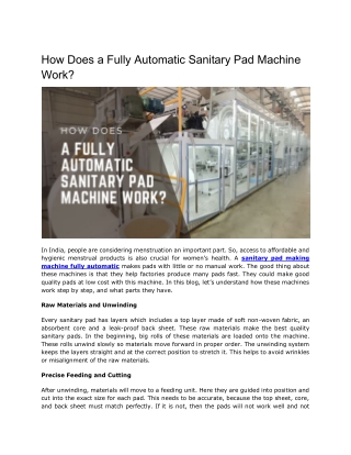 How Does a Fully Automatic Sanitary Pad Machine Work