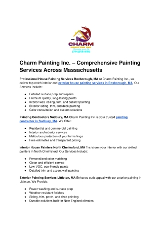 Professional House Painting Services Boxborough, MA