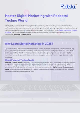 Master Digital Marketing with Pedestal Techno World