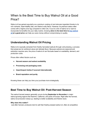 When Is the Best Time to Buy Walnut Oil at a Good Price?