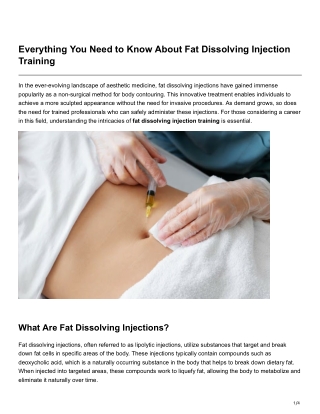 Everything You Need to Know About Fat Dissolving Injection Training