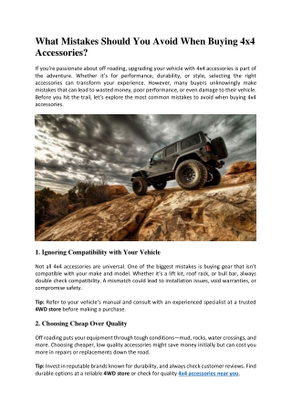 What Mistakes Should You Avoid When Buying 4x4 Accessories