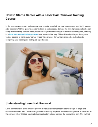 How to Start a Career with a Laser Hair Removal Training Course