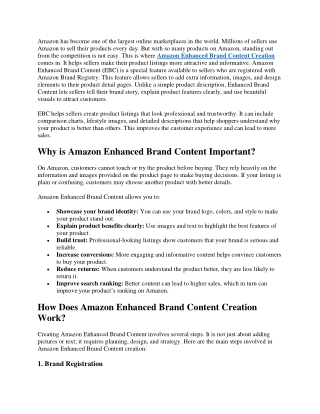 Amazon Enhanced Brand Content Creation
