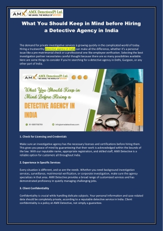 What You Should Keep in Mind Before Hiring a Detective Agency in India